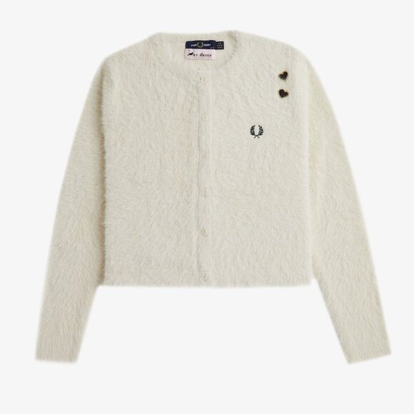 NWT Fred Perry Amy Whitehouse White Furry Cardigan Sweater - Picture 8 of 11